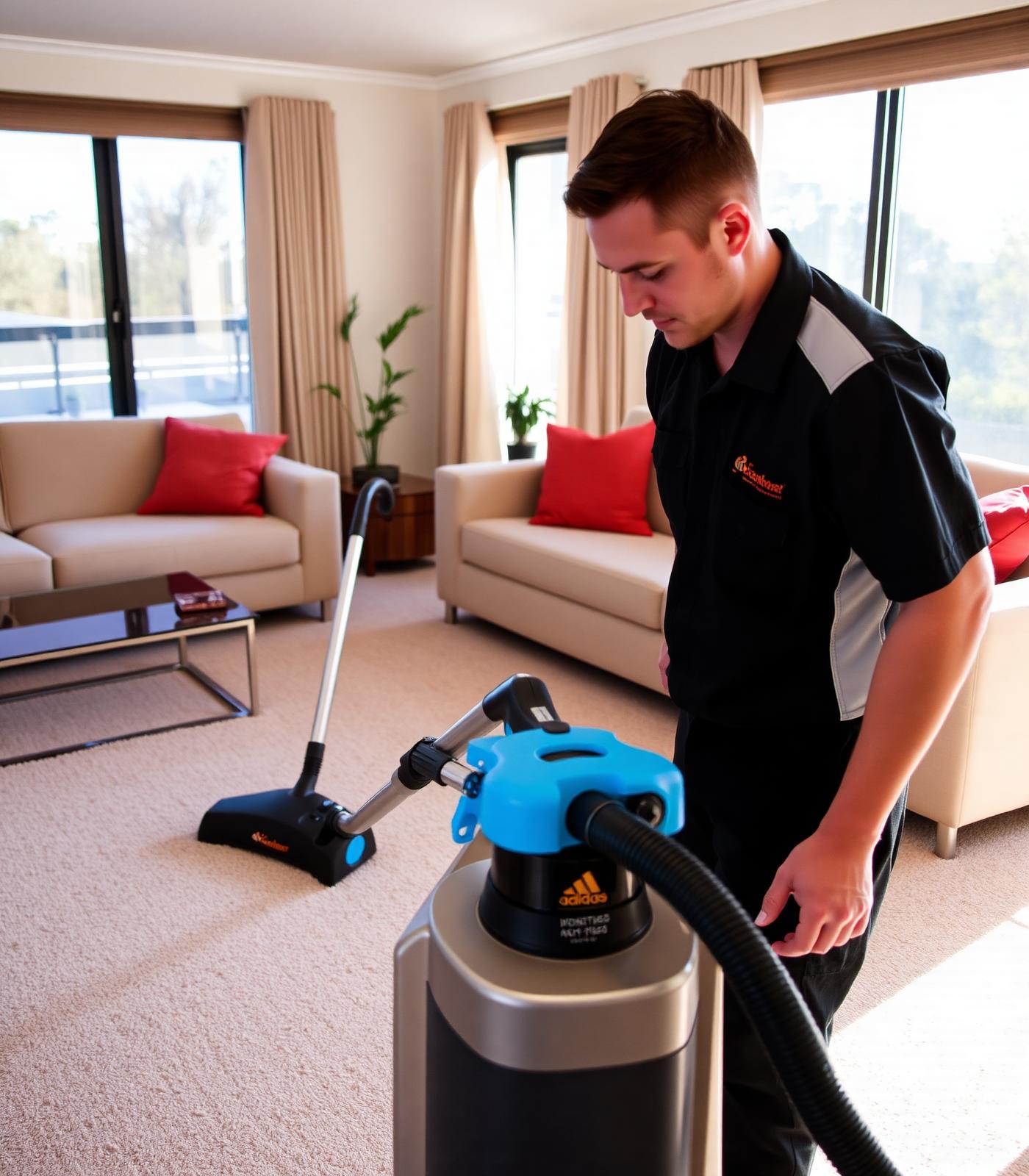 Professional carpet cleaning technician